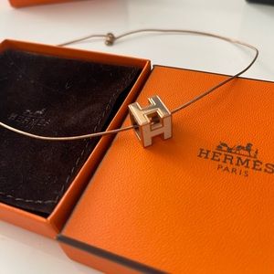 Hermes H pendent white/rose gold pre-owned